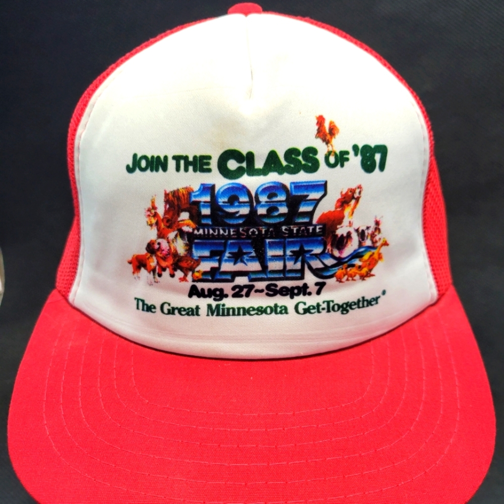 Vintage Minnesota State Fair Trucker red hat 1987.